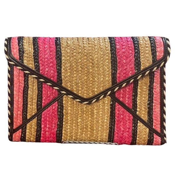 Rebecca Minkoff Handbags - Rebecca Minkoff Women's Straw Leo Clutch - Pink Multi